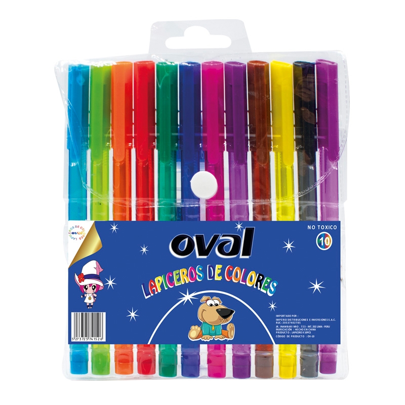 OVAL LAPICERO DE COLORES COD. OV-20  X 16DOC X12PZ                                                                                                    