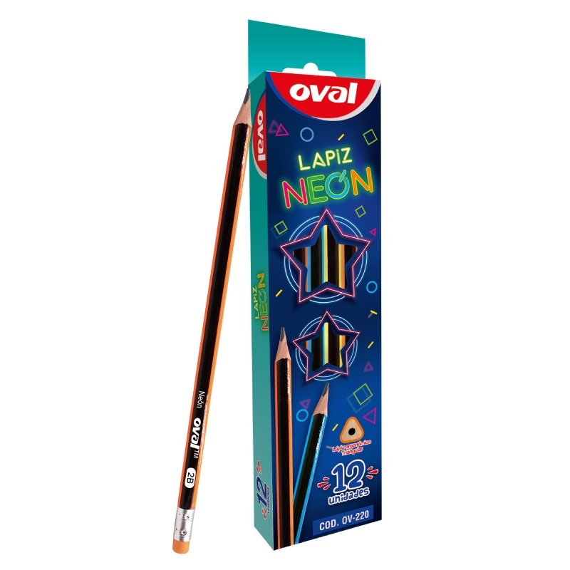 OVAL LAPIZ NEON RAYADO 2B (OV-220)