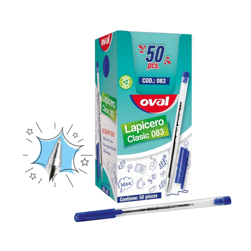 OVAL LAPICERO ROJO 60 BOXES X 50U COD 083